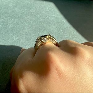 1ct Ceylon Sapphire Ring with Diamond Heart and Channels on profile Size 9.5